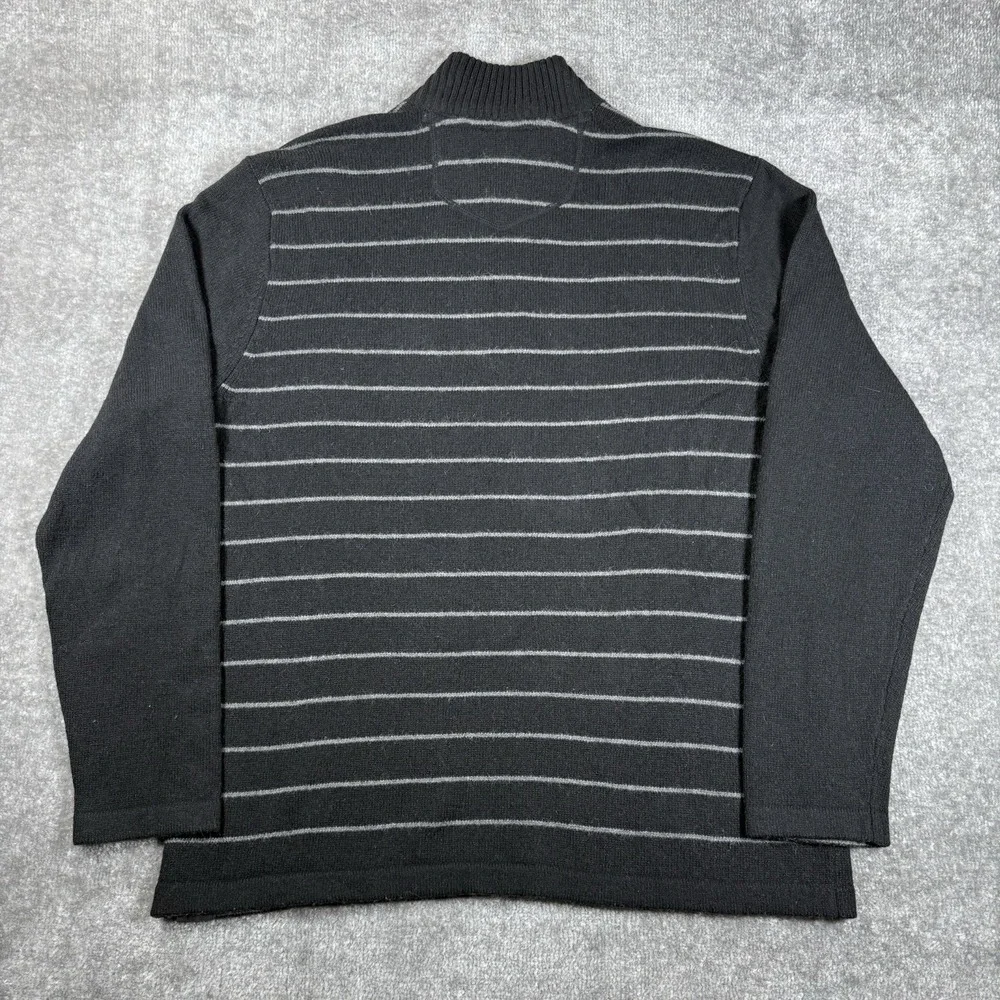 Eddie Bauer Sweater Men's Large Gray Wool‎ Blend 1/4 Zip Mock Neck